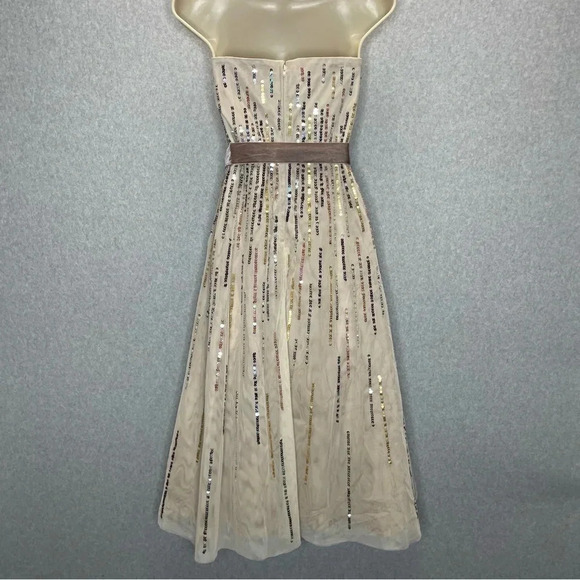 BCBGMaxAzria Tulle Sequin Holiday Party Strapless Dress - Picture 8 of 11